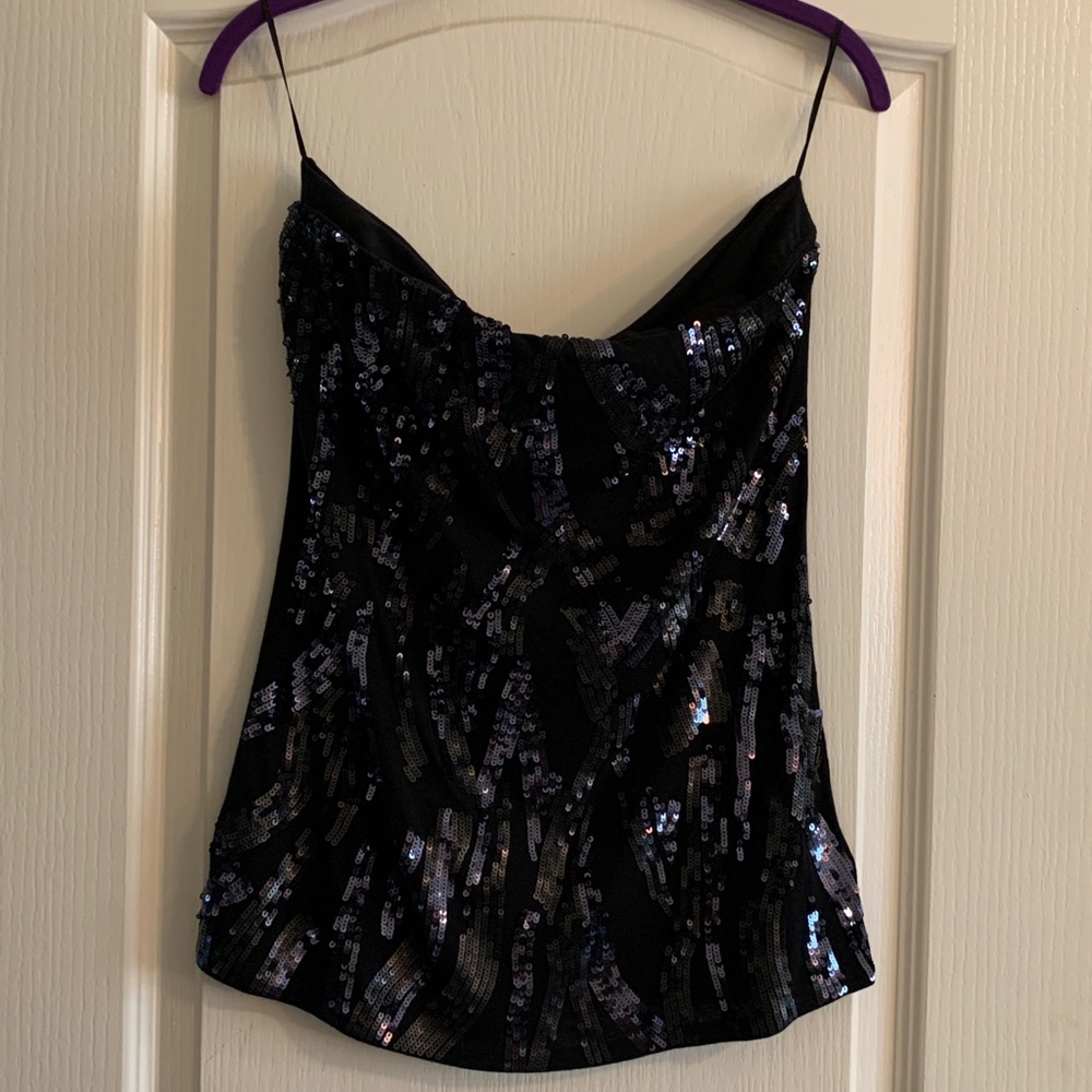 Express black sequin tube top